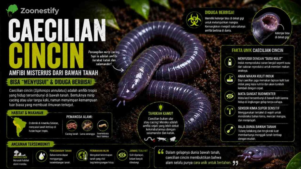 Caecilian Cincin Jadi Sorotan Ilmuwan, Amfibi Aneh Ini Disebut Bisa Mengeluarkan “Susu” dan Berbisa