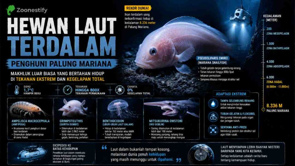 Hewan Laut Terdalam di Dunia Hidup di Kegelapan Ekstrem Palung Mariana