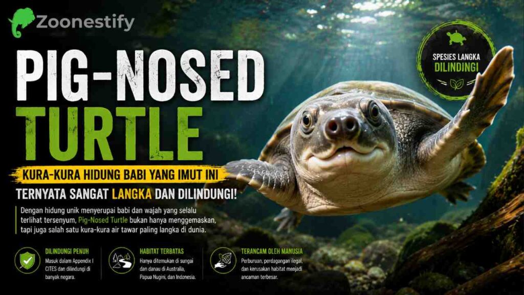 Pig-Nosed Turtle, Kura-Kura Hidung Babi yang Imut dan Langka