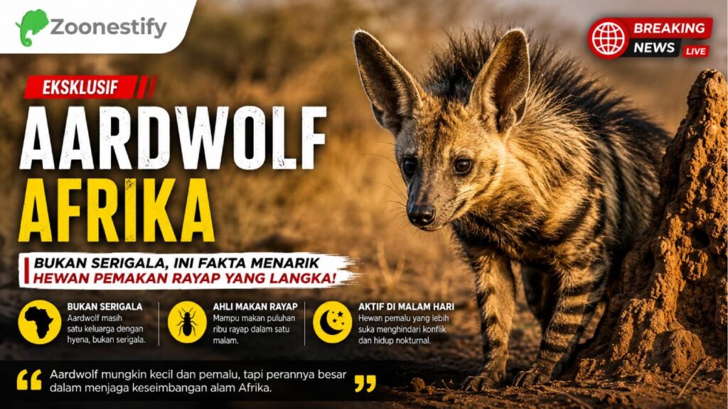 Aardwolf Afrika Bukan Serigala, Ini Fakta Menarik Hewan Pemakan Rayap