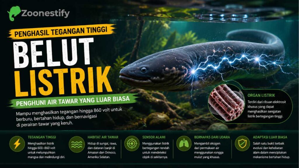 Belut Listrik, Penghasil Tegangan Tinggi yang Hidup di Air Tawar