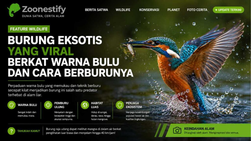Burung Eksotis yang Viral Berkat Warna Bulu dan Cara Berburunya