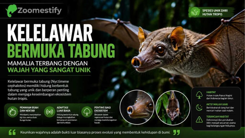 Kelelawar Bermuka Tabung, Mamalia Terbang dengan Wajah yang Sangat Unik