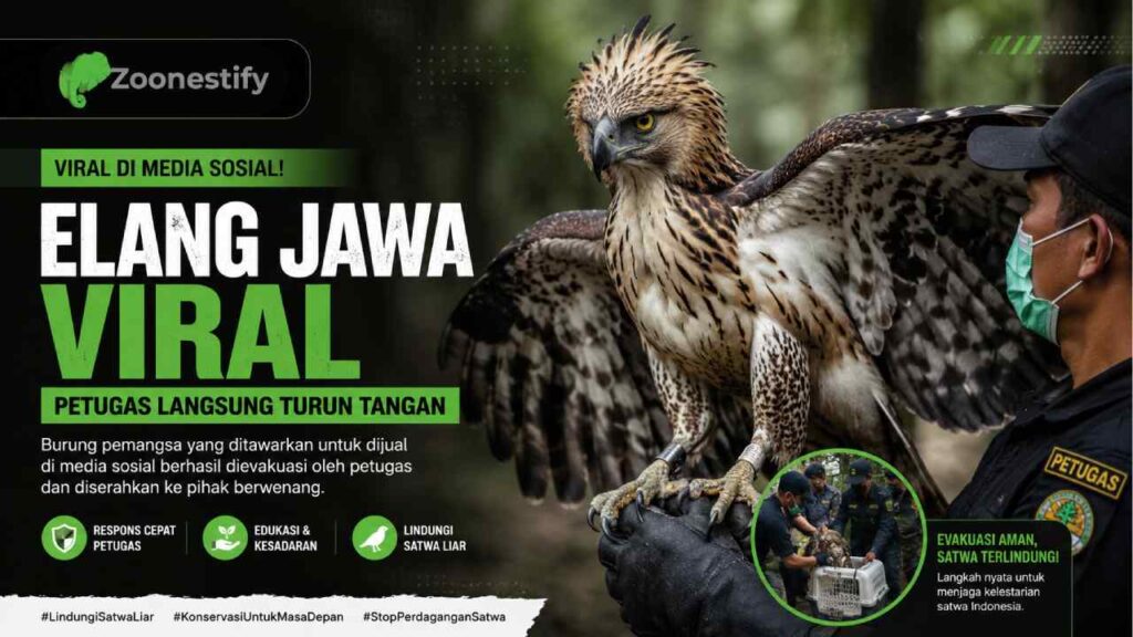 Elang Jawa Viral di Media Sosial, Petugas Langsung Turun Tangan