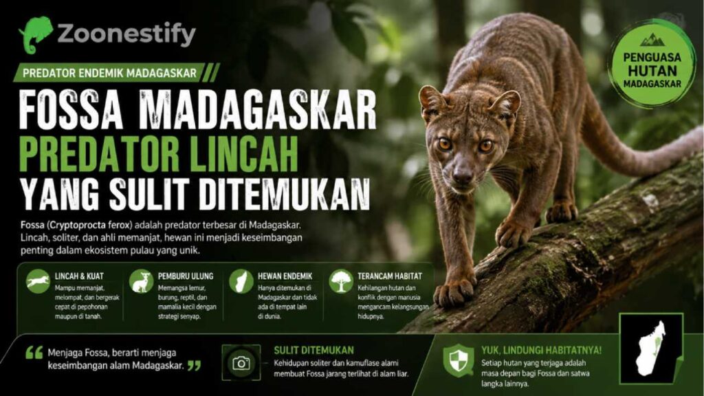 Fossa Madagaskar Menjadi Predator Lincah yang Sulit Ditemukan di Alam
