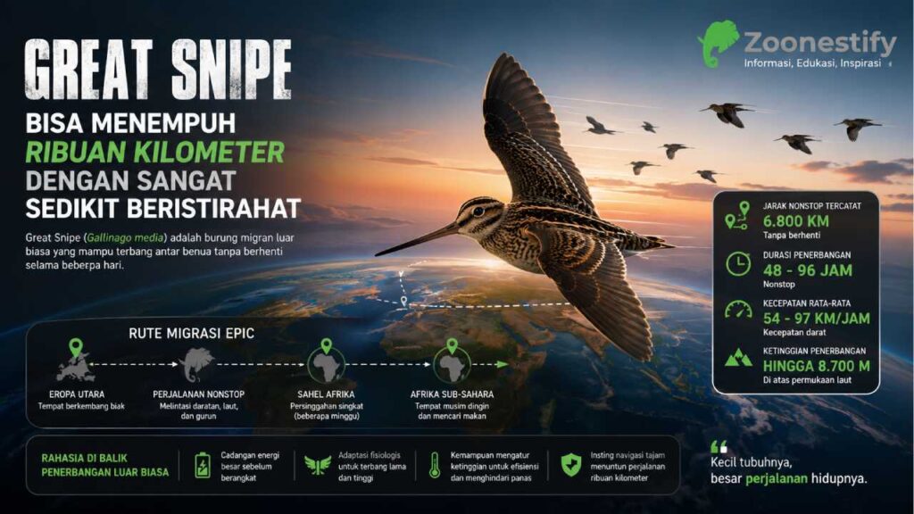 Great Snipe Bisa Menempuh Ribuan Kilometer dengan Sangat Sedikit Beristirahat