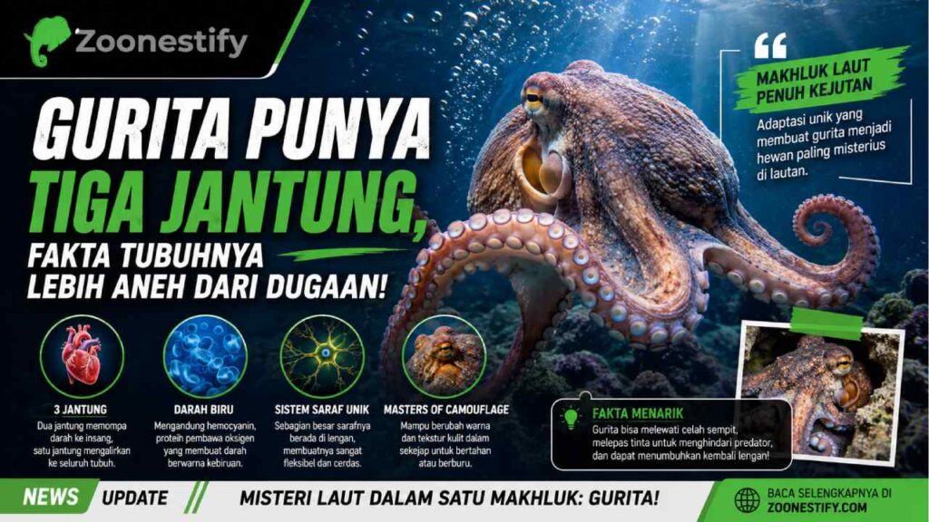 Gurita Punya Tiga Jantung, Fakta Tubuhnya Lebih Aneh dari Dugaan