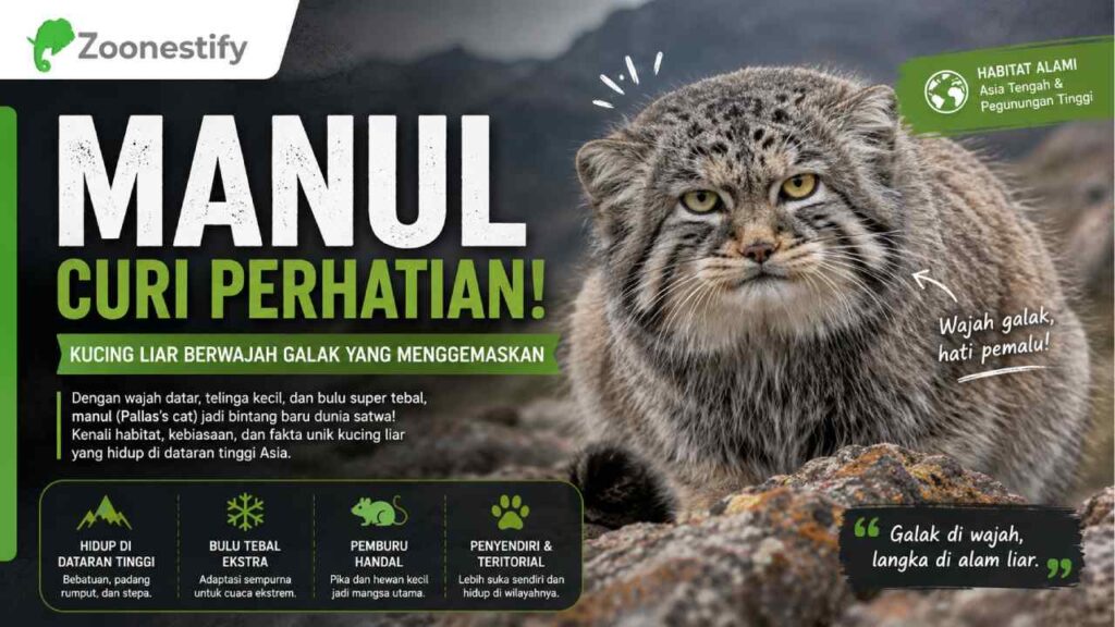 Manul Curi Perhatian, Kucing Liar Berwajah Galak yang Menggemaskan
