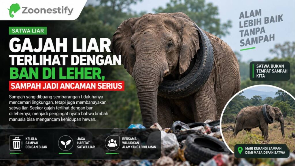 Gajah Liar Terlihat dengan Ban di Leher, Sampah Jadi Ancaman Serius