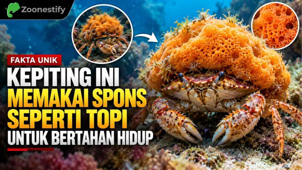 Kepiting Ini Memakai Spons Seperti Topi untuk Bertahan Hidup